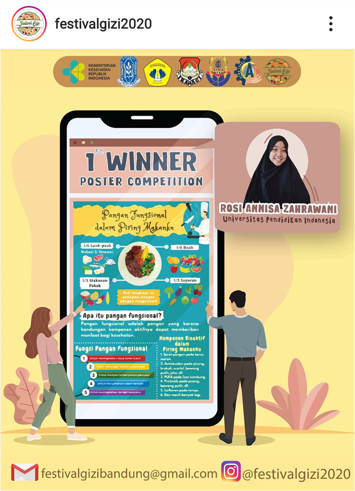 Mahasiswa Prodi Pendidikan Tata Boga FPTK UPI Juara Lomba Desain Poster Pangan Fungsional Dalam Isi Piringku