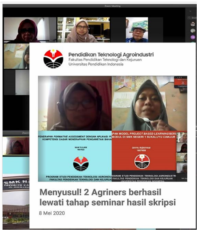 MAHASISWA PRODI PENDIDIKAN TEKNOLOGI AGROINDUSTRI BERHASIL LEWATI SEMINAR HASIL SKRIPSI SECARA DARING