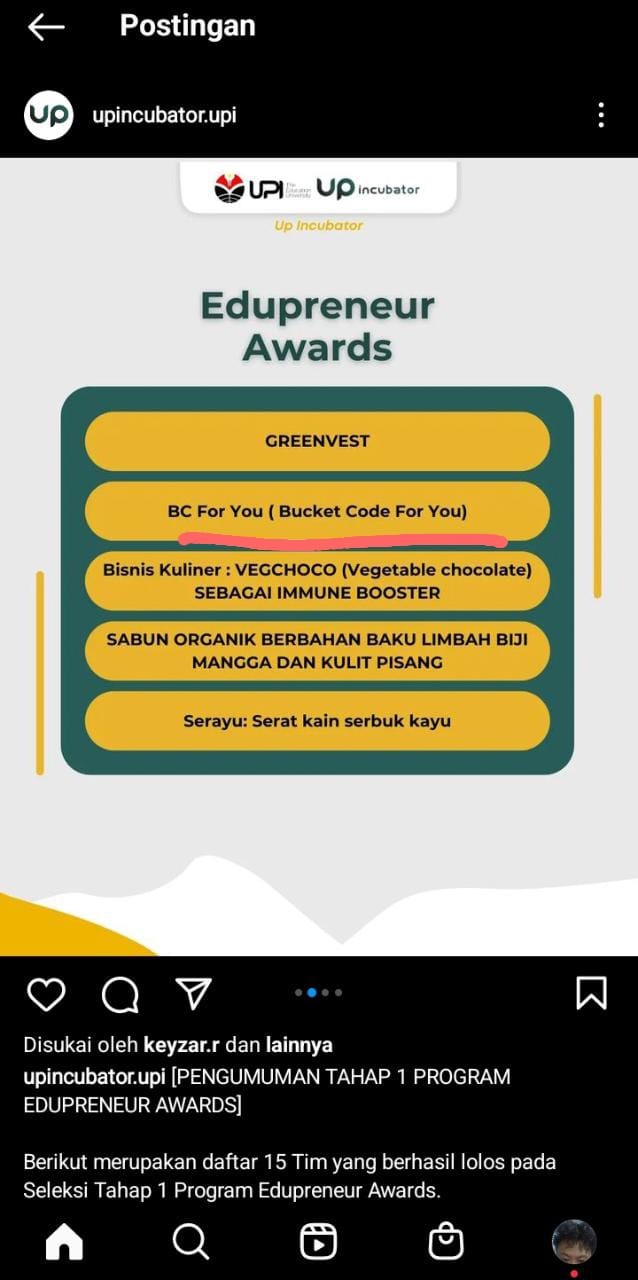 Mahasiswa Program Studi Teknik Logistik FPTK UPI Masuk Finalis EDUPRENEUR 2022
