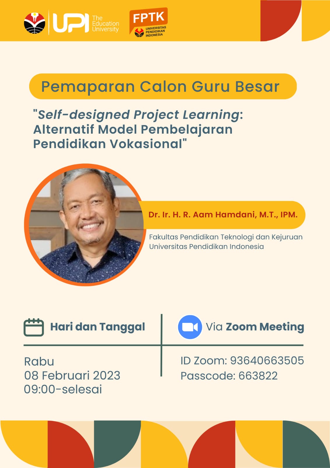 Pemaparan Calon Guru Besar Dr.Ir. H. R. Aam Hamdani, M.T.,  IPM