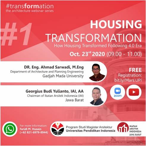 Program Studi Magister Arsitektur FPTK UPI Selenggarakan Webinar Housing Transformation: How Housing Transformed Follows 4.0 Era 