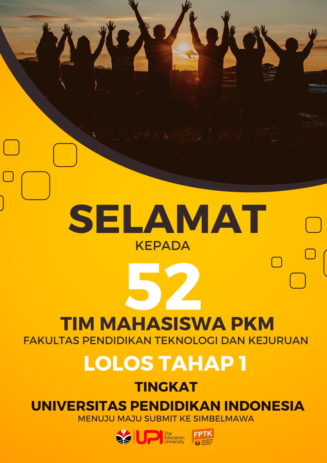 Selamat Kepada 52 Tim Mahasiswa PKM yang telah Lolos Tahap I