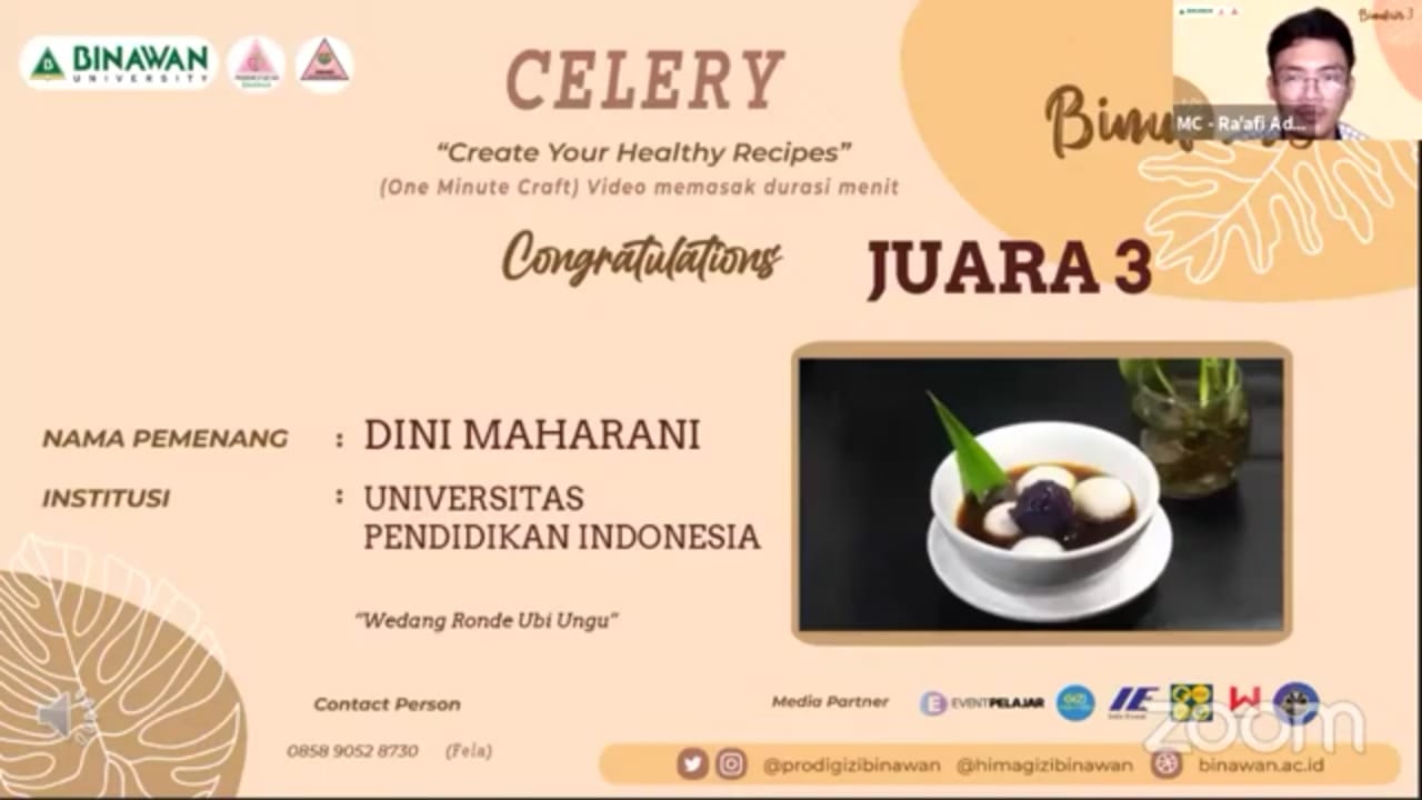 Wedang Ronde Purple Sweet Potato Makes Dini Maharani Students of Culinary Arts Education to Win Cooking Competition