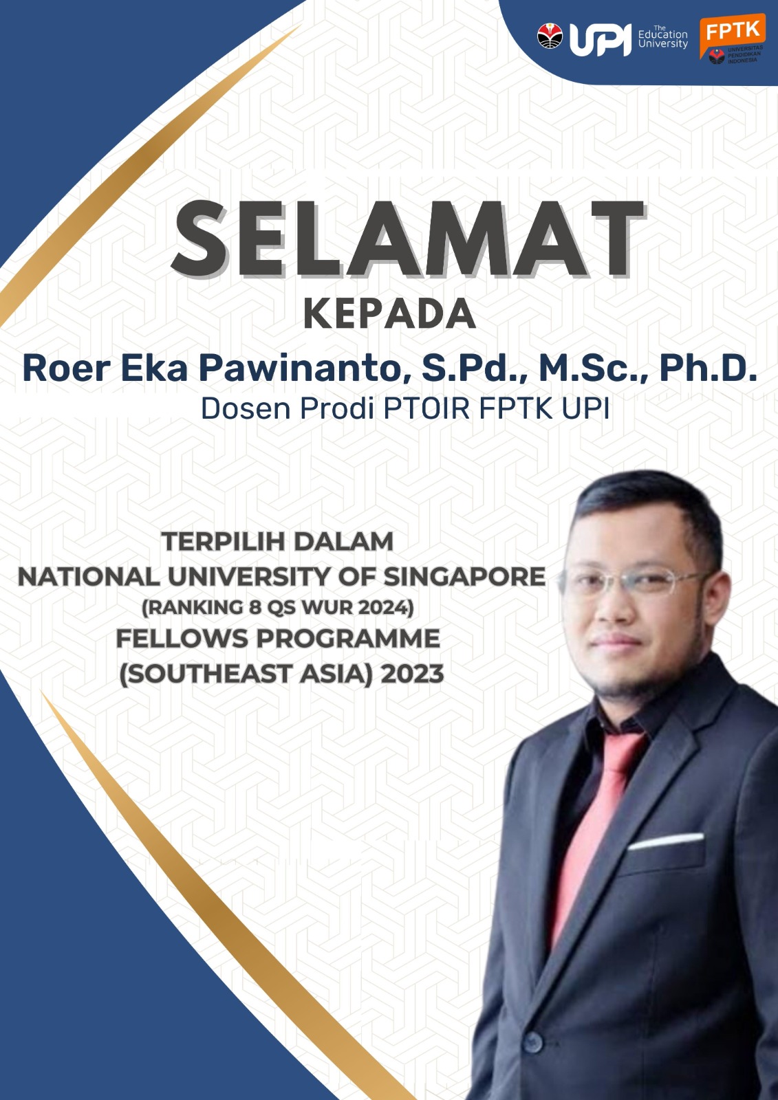 Selamat Kepada Rour Eka Pawinanto, S.Pd., M.Sc., Ph.D