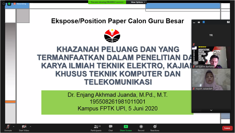 Dr. Enjang Ahmad Juanda, M.Pd., M.T., Lakukan Presentasi Paper Calon Guru Besar