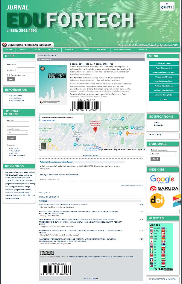 Jurnal EDUFORTECH Terakreditasi Sinta