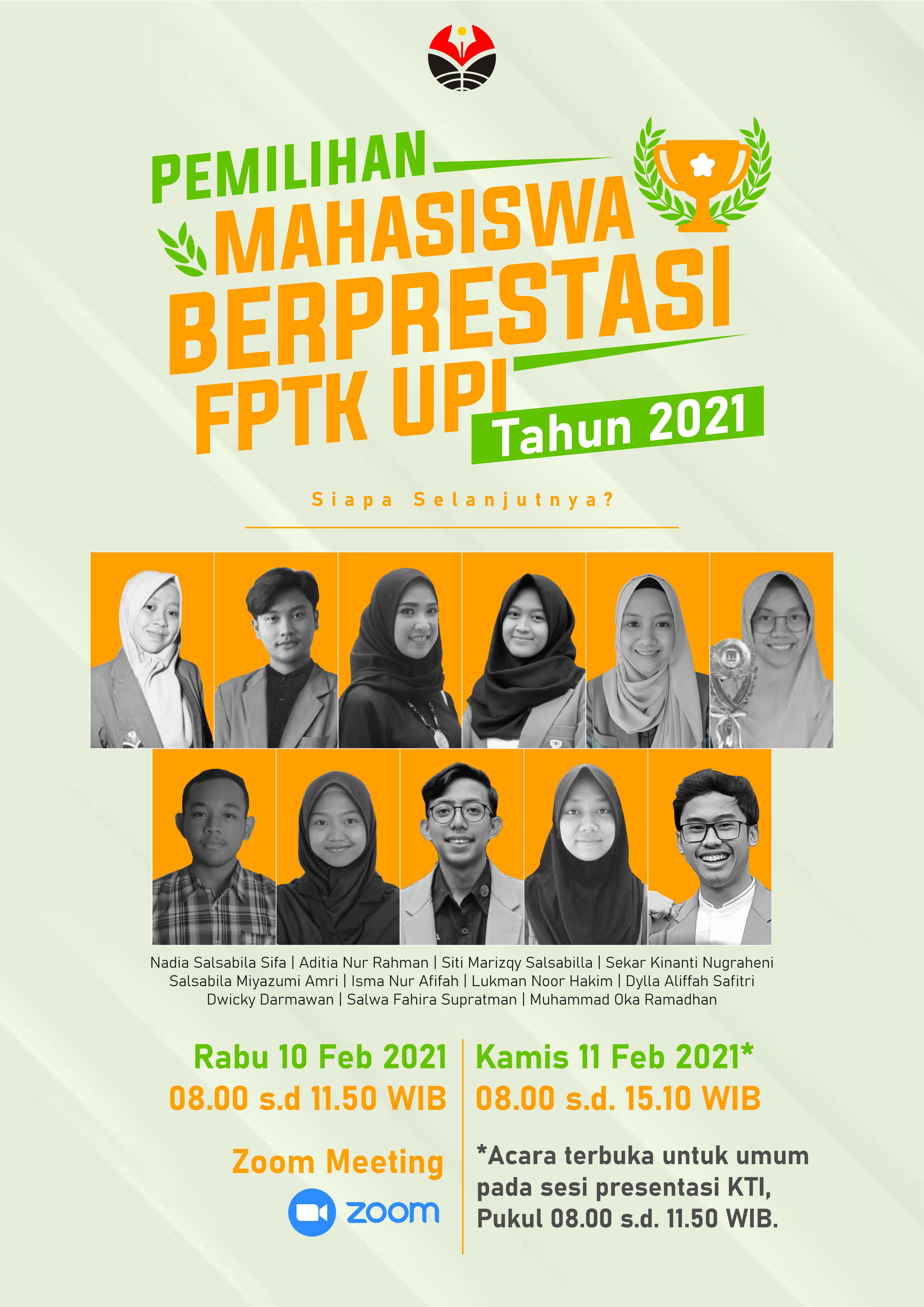 Pemilihan Mahasiswa Berprestasi FPTK UPI Tahun 2021