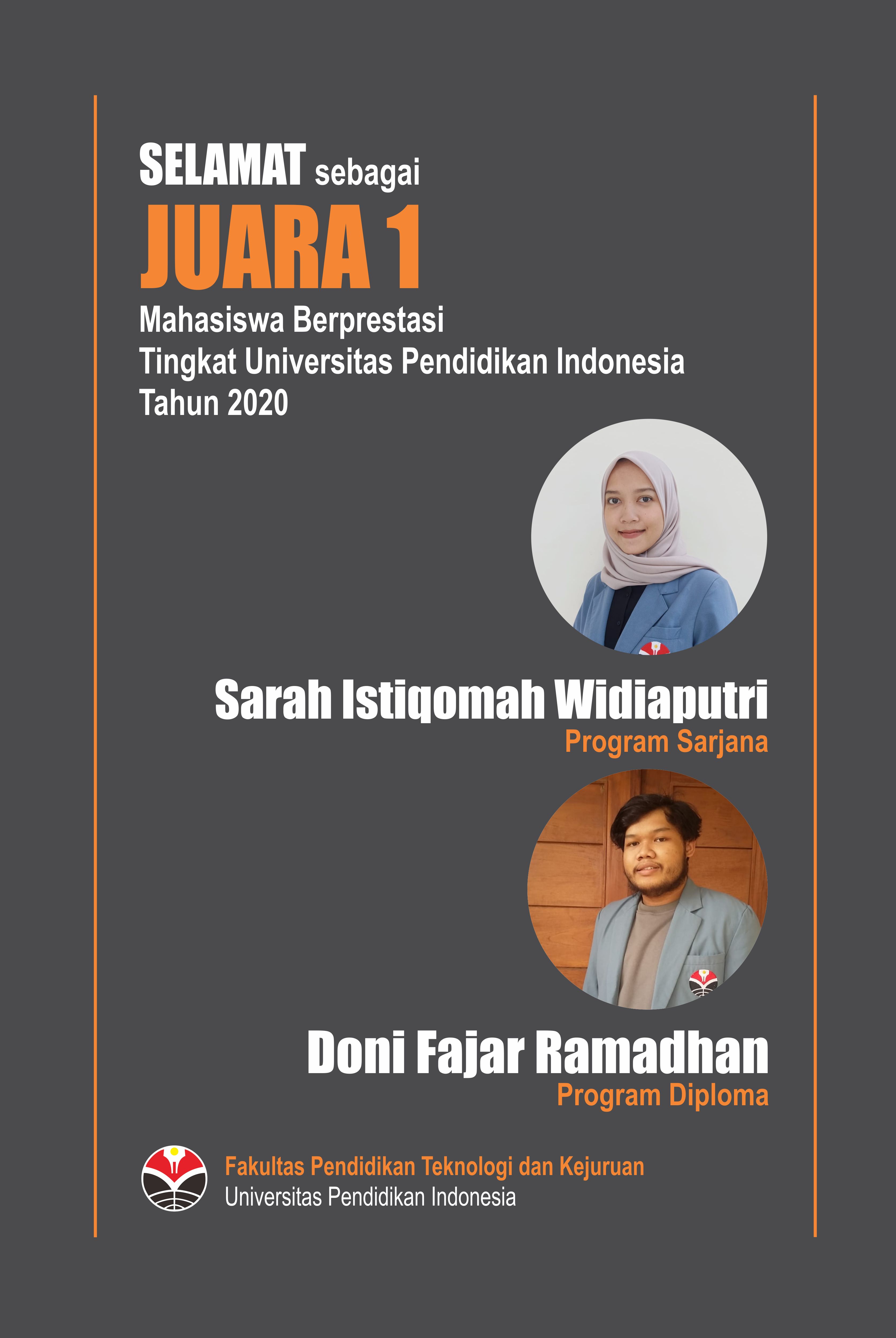 FPTK JUARA PEMILIHAN MAHASISWA BERPRESTASI, WAKILI UPI TINGKAT NASIONAL