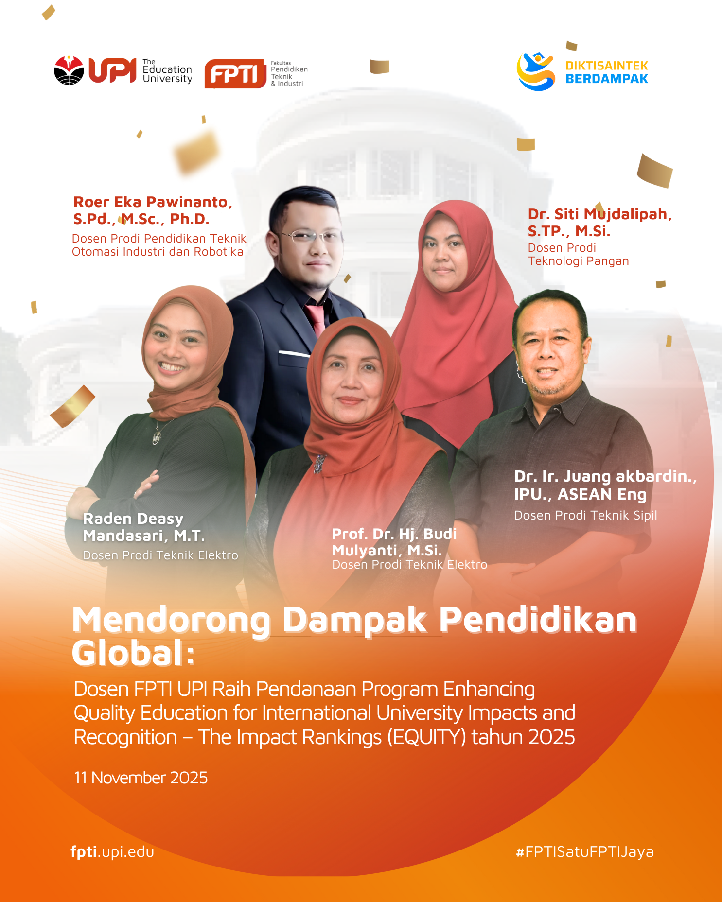 FPTI UPI Tunjukkan Daya Saing Akademik: 7 Dosen Raih Pendanaan EQUITY 2025