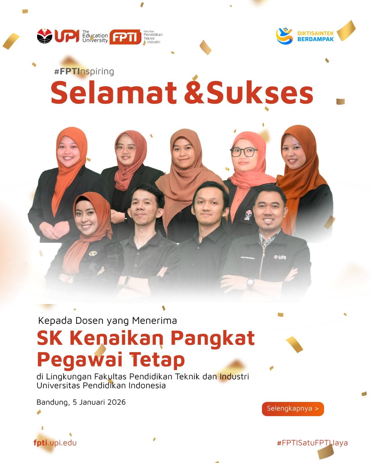 FPTI UPI Apresiasi Dosen Penerima SK Kenaikan Pangkat Pegawai Tetap