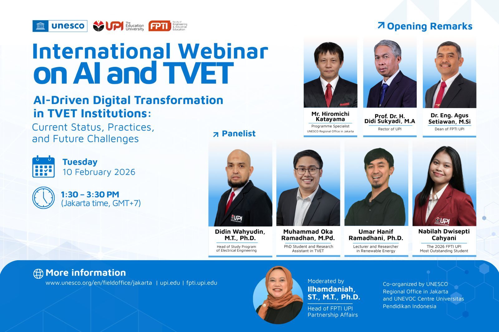 FPTI UPI dan UNESCO Perkuat Transformasi Digital TVET melalui International Webinar on AI and TVET